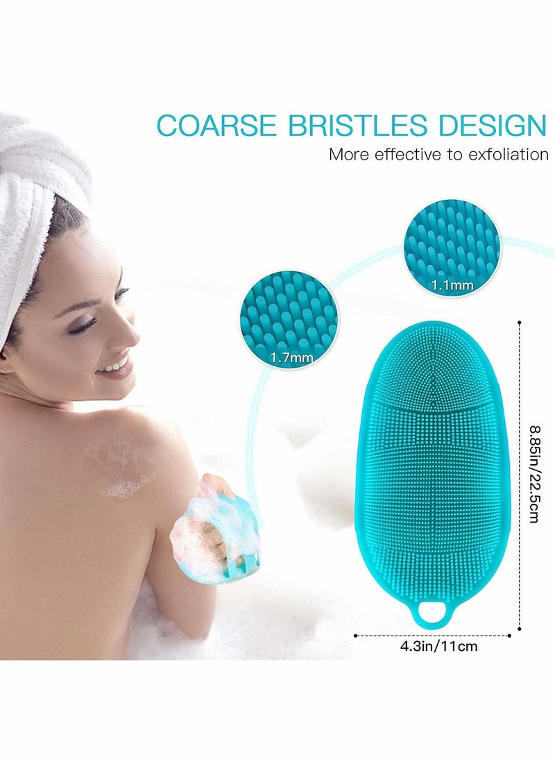 KASTWAVE Silicone Body Scrubber Brush Glove for Exfoliating Wet or Dry Skin Wash Bath Shower Tool, with Super Soft Manual Facial Cleansing (Blue) - Image 5