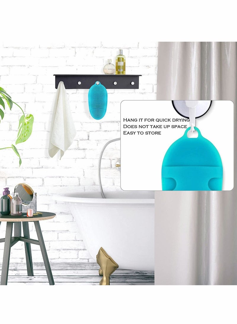 KASTWAVE Silicone Body Scrubber Brush Glove for Exfoliating Wet or Dry Skin Wash Bath Shower Tool, with Super Soft Manual Facial Cleansing (Blue) - Image 3