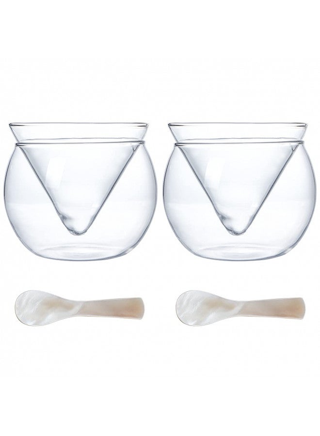 MDLUU 2-Pack Caviar Chiller Server with Mother of Preal Spoon, Ice Chilled Bowl for Martini, Cocktail, Ice Cream,Capacity 6.08 Oz - Image 1