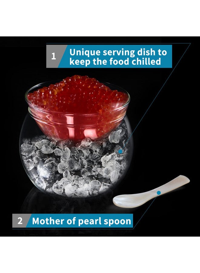 MDLUU 2-Pack Caviar Chiller Server with Mother of Preal Spoon, Ice Chilled Bowl for Martini, Cocktail, Ice Cream,Capacity 6.08 Oz - Image 3