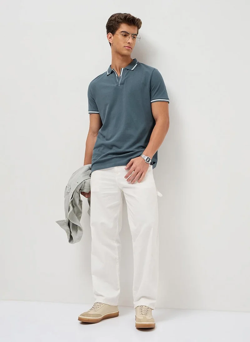 Urbano Fashion  Urbano Fashion Men's Dark Grey Solid Regular Fit Half Sleeve Cotton Polo T-Shirt for Men | Best Price UAE