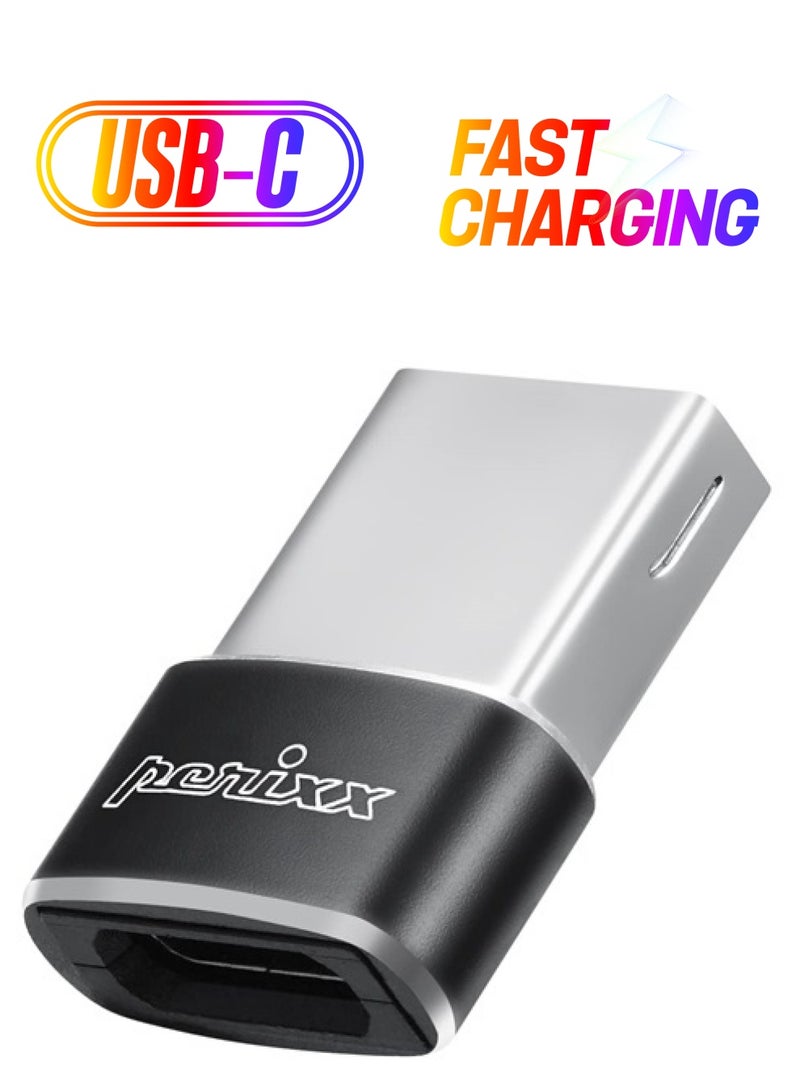 Perixx PERIPRO-408 USB C Female to USB A Male Adapter - Data Transfer & Charging Adapter for iPhone 12 13 Mini Pro, Galaxy Note, iPad & Pixels Smartphone - Image 1
