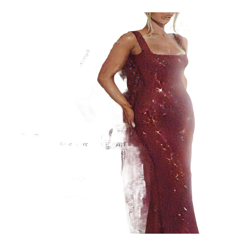Sexy Double Strap Sequin Mesh Dress Bodycon Evening Gown - Image 1