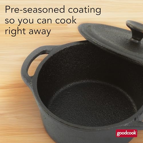 GoodCook Pre-Seasoned Cast Iron Mini Dutch Oven, Black, Small Dutch Oven Pot with Lid, Durable Cast Iron Cookware, Even Heating for Stews, Soups, and Baking, Oven Safe to 500°F - Image 3