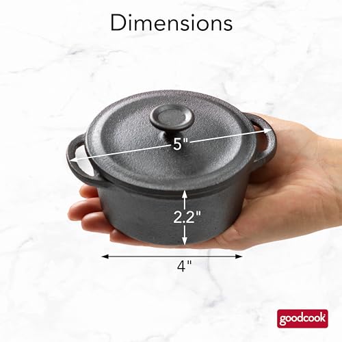 GoodCook Pre-Seasoned Cast Iron Mini Dutch Oven, Black, Small Dutch Oven Pot with Lid, Durable Cast Iron Cookware, Even Heating for Stews, Soups, and Baking, Oven Safe to 500°F - Image 5