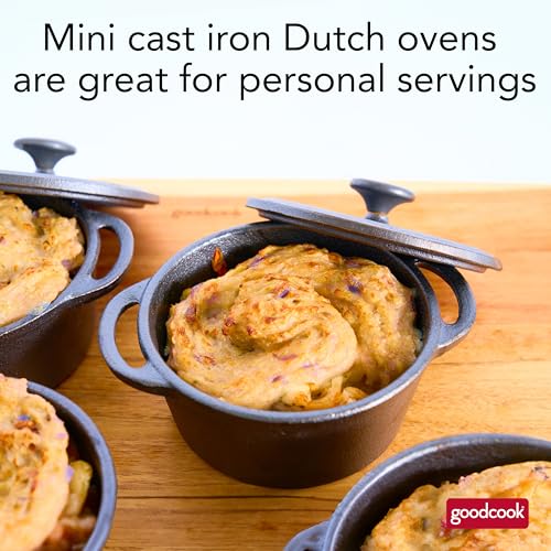 GoodCook Pre-Seasoned Cast Iron Mini Dutch Oven, Black, Small Dutch Oven Pot with Lid, Durable Cast Iron Cookware, Even Heating for Stews, Soups, and Baking, Oven Safe to 500°F - Image 2