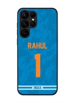 Rugged Black Edge Case for Samsung Galaxy S22 Ultra 5G, Slim fit Soft Case Flexible thin Cover - Player Name - KL Rahul, Jersey Number- 1
