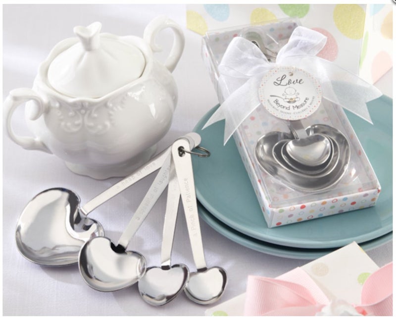 Babies Bloom Silver Metal Measuring Spoons for Baby Shower Favor Set of 4 - Image 1