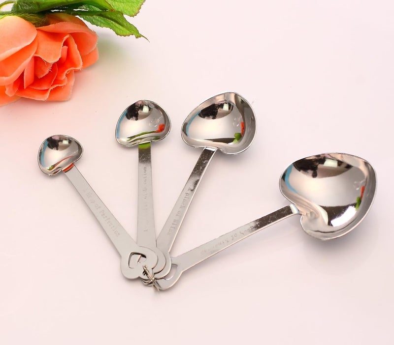 Babies Bloom Silver Metal Measuring Spoons for Baby Shower Favor Set of 4 - Image 3