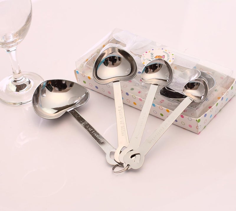 Babies Bloom Silver Metal Measuring Spoons for Baby Shower Favor Set of 4 - Image 2