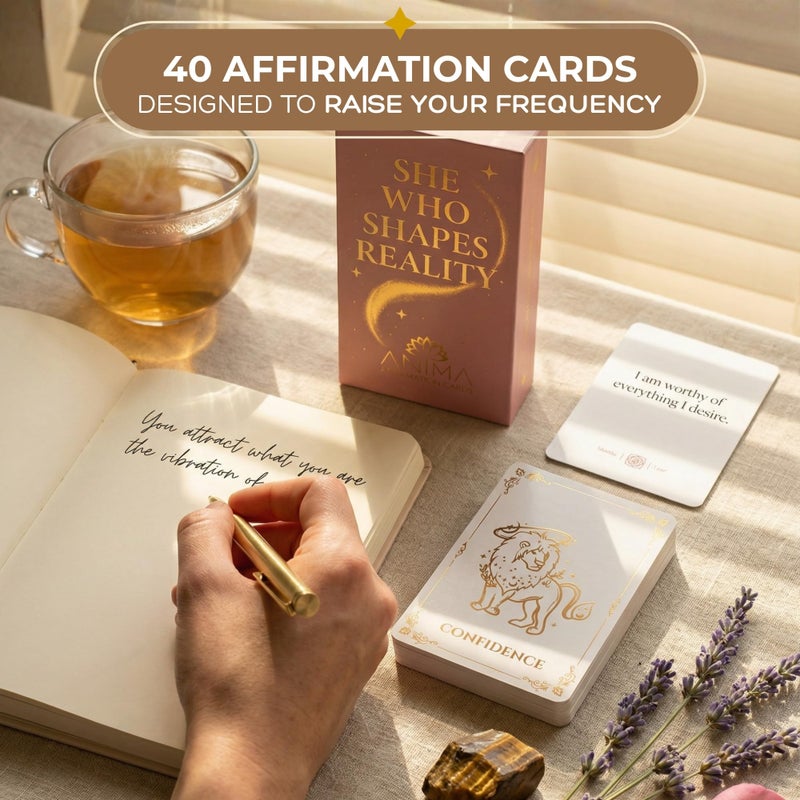 Anima Daily Affirmation Cards â€“ 40 Spiritual Mindfulness Cards for Inner Healing, Self-Love & Manifestation â€“ Elegant Deck for Women with Gift Box & Guide â€“ Uplifting Positive Quotes for Daily Use - Image 2