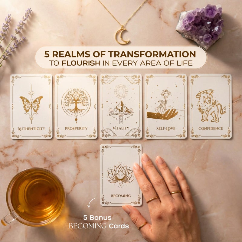 Anima Daily Affirmation Cards â€“ 40 Spiritual Mindfulness Cards for Inner Healing, Self-Love & Manifestation â€“ Elegant Deck for Women with Gift Box & Guide â€“ Uplifting Positive Quotes for Daily Use - Image 3