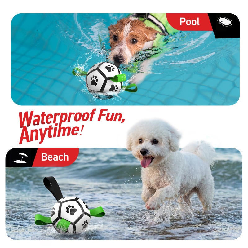 QDAN Dog Toys Soccer Ball with Straps, Interactive Toys for Tug of War, Puppy Birthday Gifts, Dog Water Toy, Durable Balls World Cup for Small Dogsï¼ˆ5 Inchï¼‰ - Image 2