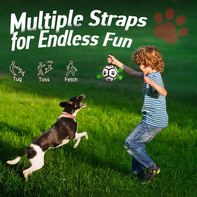 QDAN Dog Toys Soccer Ball with Straps, Interactive Toys for Tug of War, Puppy Birthday Gifts, Dog Water Toy, Durable Balls World Cup for Small Dogsï¼ˆ5 Inchï¼‰ - Image 5