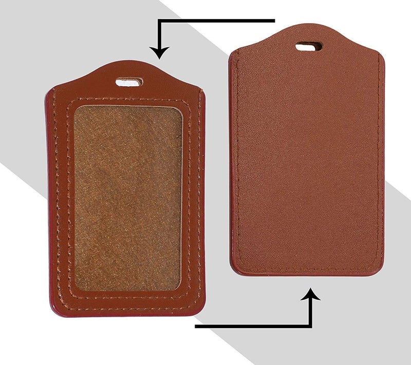 WeKonnect; PU Leather Clear ID Window ID Badge Holder | Vertical ID Card Holder for Office, Colleges and Schools (Vertical - Pack of 5) - Image 5