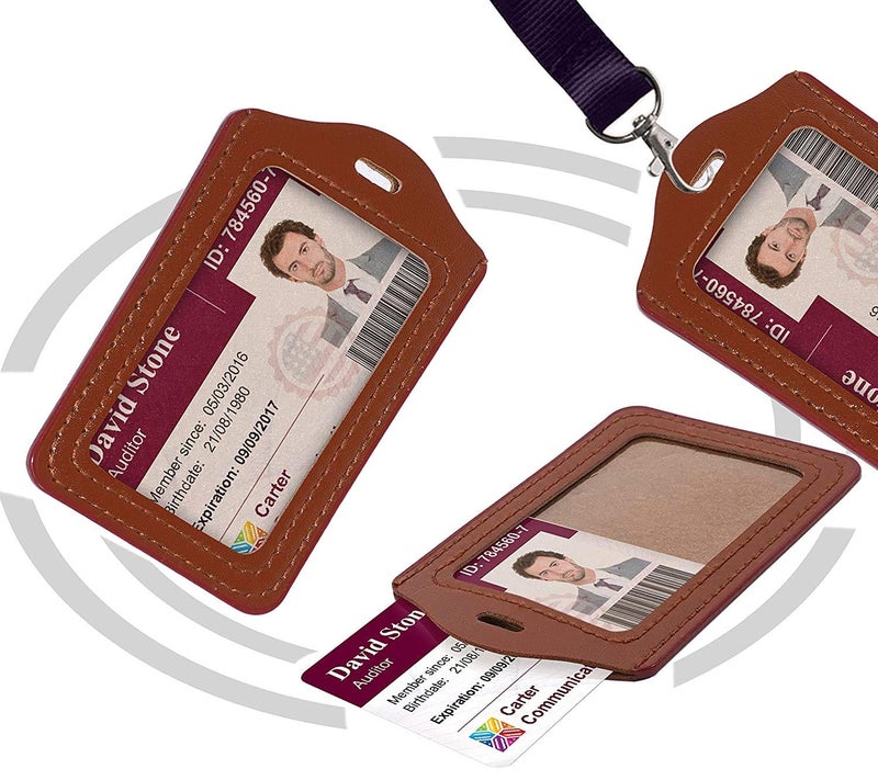 WeKonnect; PU Leather Clear ID Window ID Badge Holder | Vertical ID Card Holder for Office, Colleges and Schools (Vertical - Pack of 5) - Image 3