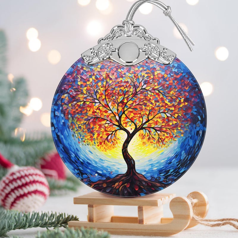 Jocidea Christmas Ornaments - Stained Glass Christmas Decor - Tree of Life Ornaments for Christmas Tree - Christmas Tree Ornament - Gifts for Family  Friends  Couple - Unique Gift Idea - Gift Exchange - Image 3