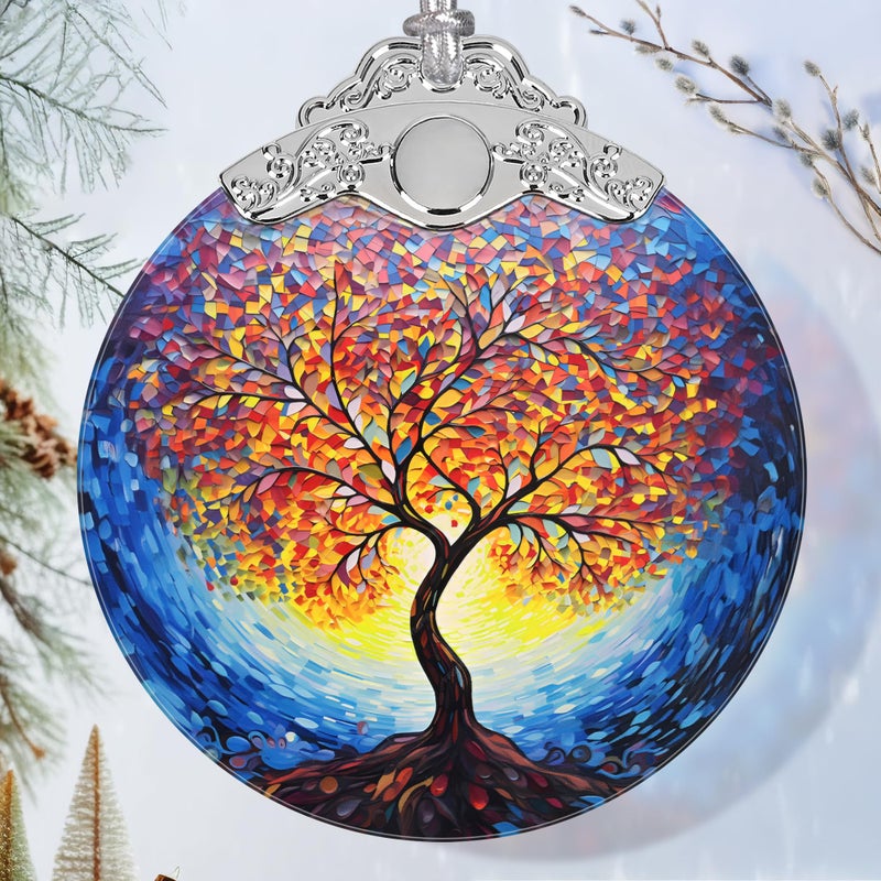 Jocidea Christmas Ornaments - Stained Glass Christmas Decor - Tree of Life Ornaments for Christmas Tree - Christmas Tree Ornament - Gifts for Family  Friends  Couple - Unique Gift Idea - Gift Exchange - Image 1