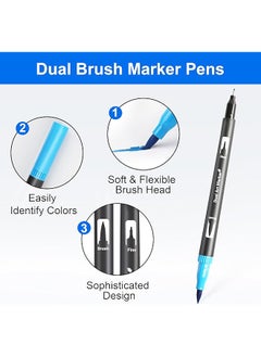 erorex Dual Brush Marker Pens 24 Colors Art Markers With Fine Brush Tip Coloring Markers For Adults Markers For Journaling Calligraphy Drawing Sketching Doodling Illustrating Multicolor  - Image 2