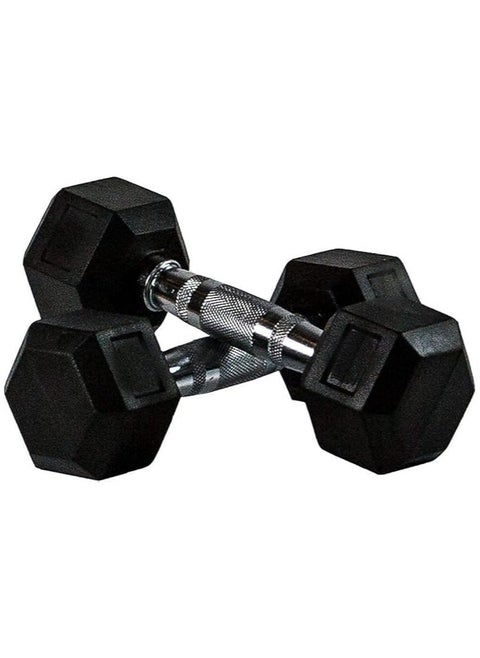 ULTIMAX - Rubber Encased Dumbbell Set Hex Rubber Dumbbell Solid Iron Hex Dumbbells - 5KG x 2