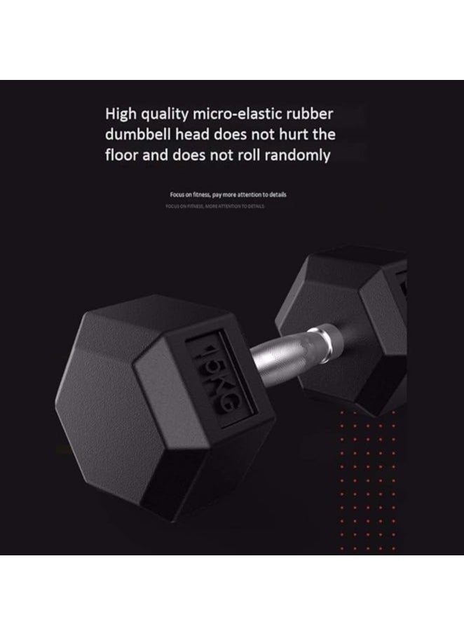 ULTIMAX - ULTIMAX - Rubber Encased Dumbbell Set Hex Rubber Dumbbell Solid Iron Hex Dumbbells - 5KG x 2 - Image 1