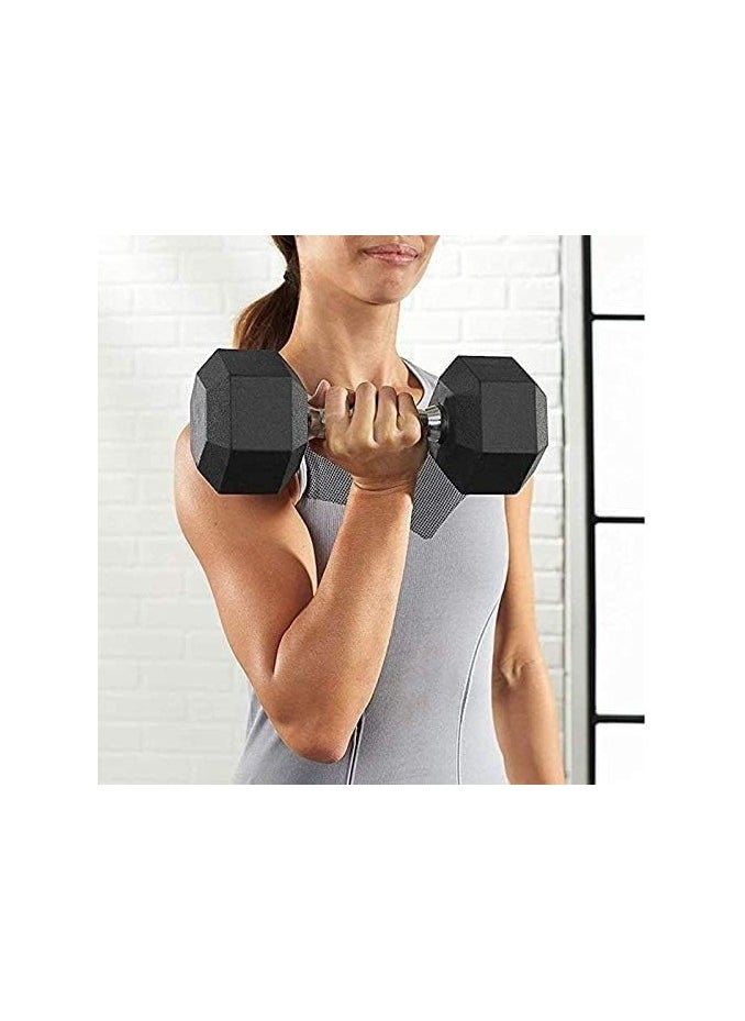 ULTIMAX - ULTIMAX - Rubber Encased Dumbbell Set Hex Rubber Dumbbell Solid Iron Hex Dumbbells - 5KG x 2 - Image 1