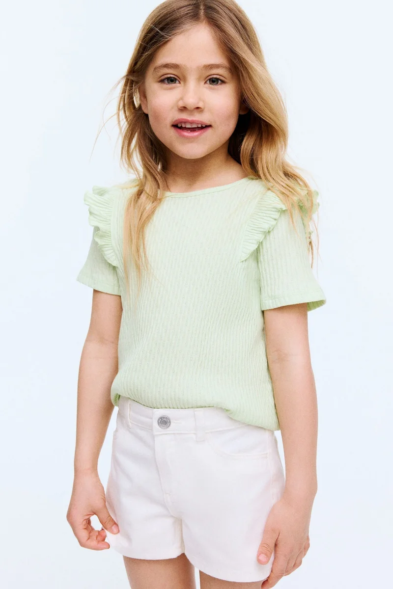 H&M Flounce-trimmed cotton top