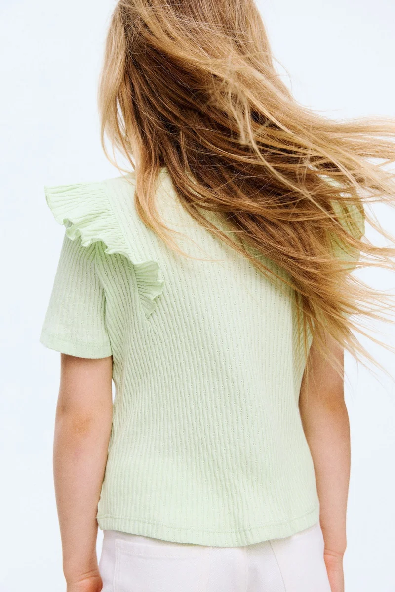 H&M Flounce-trimmed cotton top
