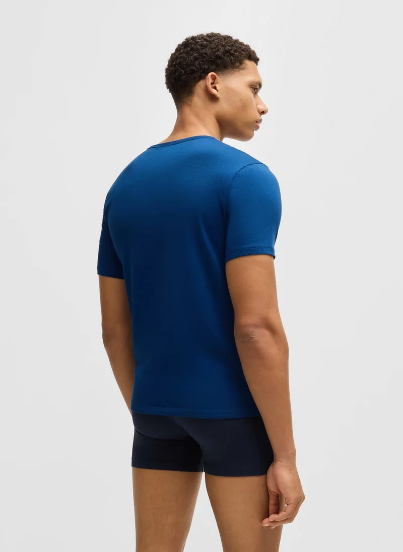 BOSS Three-pack of cotton underwear T-shirts with embroidered logos