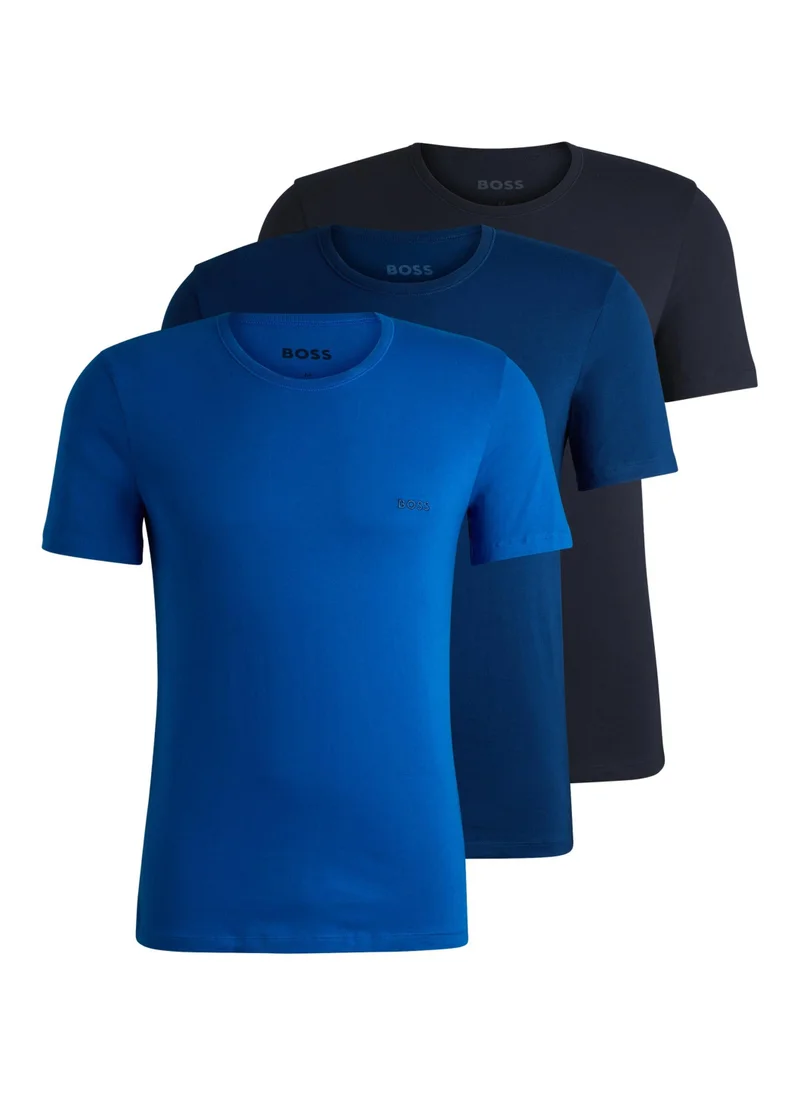 BOSS Three-pack of cotton underwear T-shirts with embroidered logos
