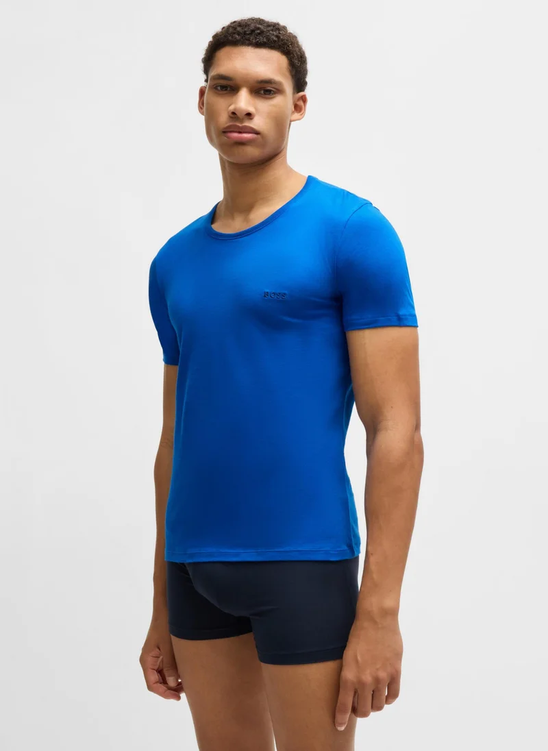 BOSS Three-pack of cotton underwear T-shirts with embroidered logos