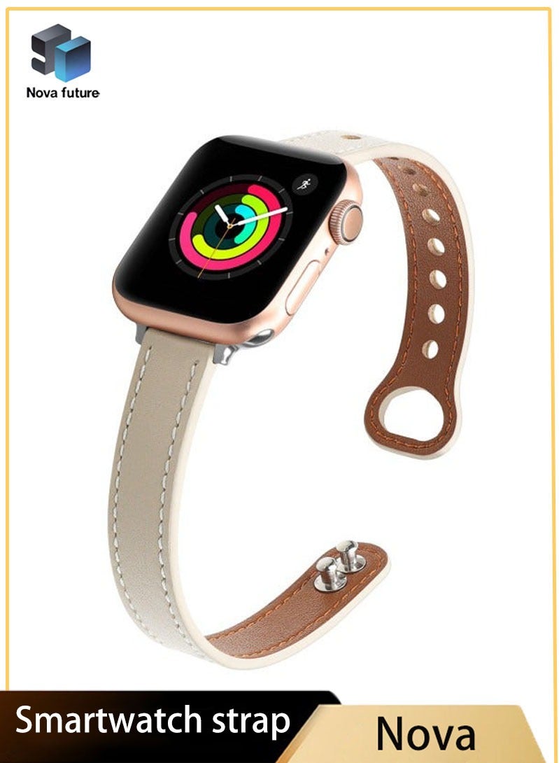 Nova future Leather Slim Replacement Apple Watch Band 38mm 40mm 41mm Thin Wrist Strap Compatible with iWatch Ultra 2 SE Series 10 9 8 7 6 5 4 3 2 1 Everyday Wear Gift - Image 1