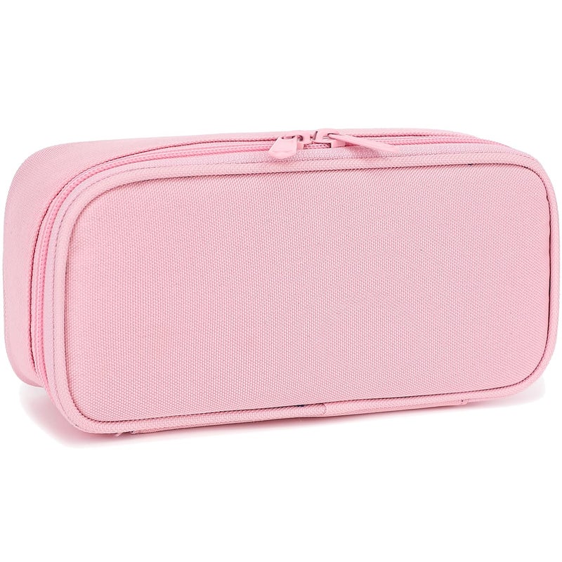 FlowFly Large Capacity Pencil Case for Kids Boys Girls Zippered MultiFunctional Pen Pouch Soft Portable Pencil Bag for School Teens Students Pink