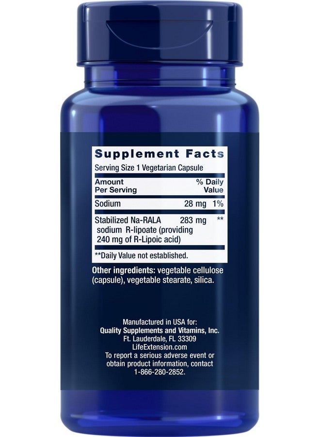 Life Extension حمض R-ليبوئيك الفائق من لايف إكستينشن 240 ملغ، 60 كبسولة نباتية (عبوة من 2) - Image 2