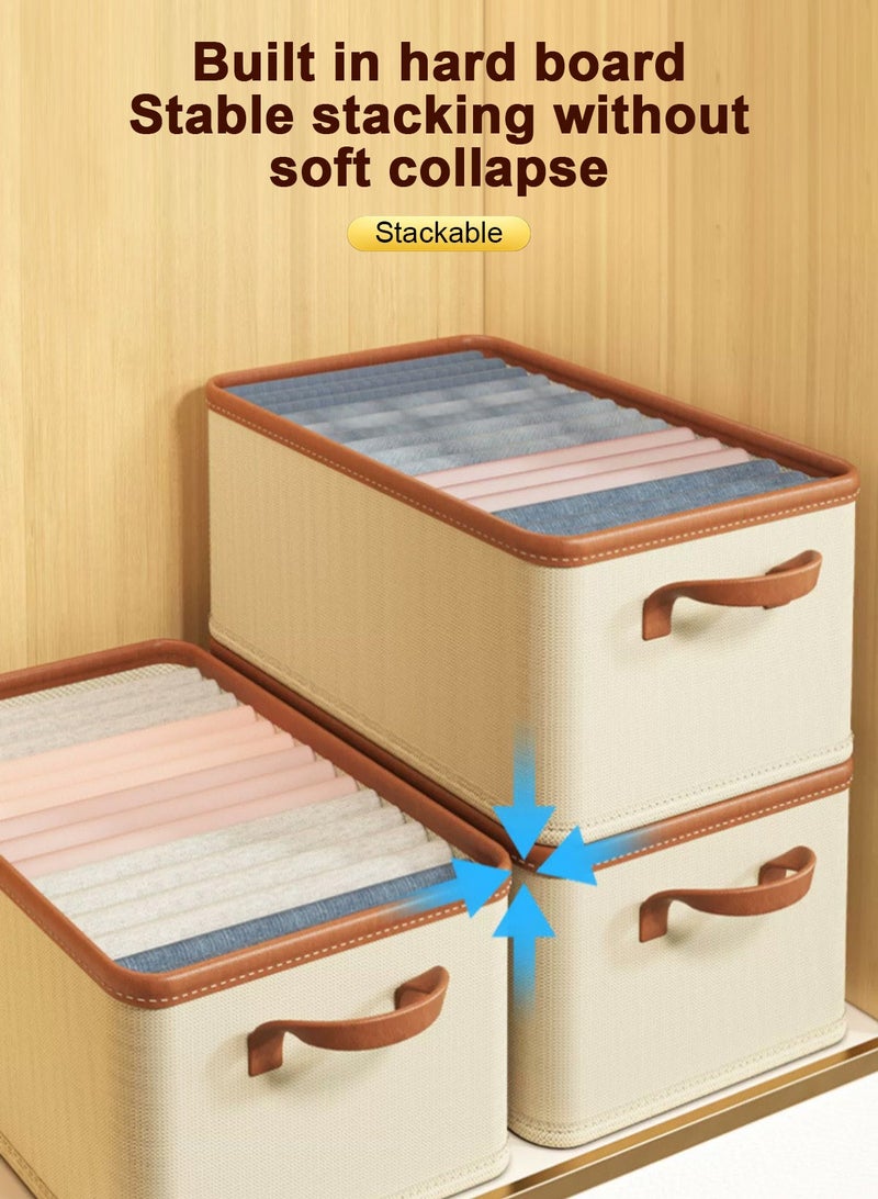 HomarKet 3pcs Wardrobe Clothes Organizer Foldable Closet Storage Organizer for Clothes Jeans Washable Closet Storage Boxes with Carrying Handles Cube Storage Bin for Home Bedroom Office  - Image 2