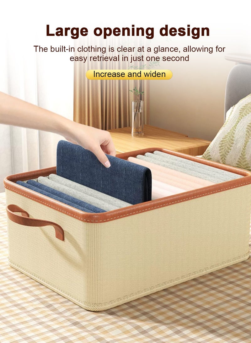 HomarKet 3pcs Wardrobe Clothes Organizer Foldable Closet Storage Organizer for Clothes Jeans Washable Closet Storage Boxes with Carrying Handles Cube Storage Bin for Home Bedroom Office  - Image 3