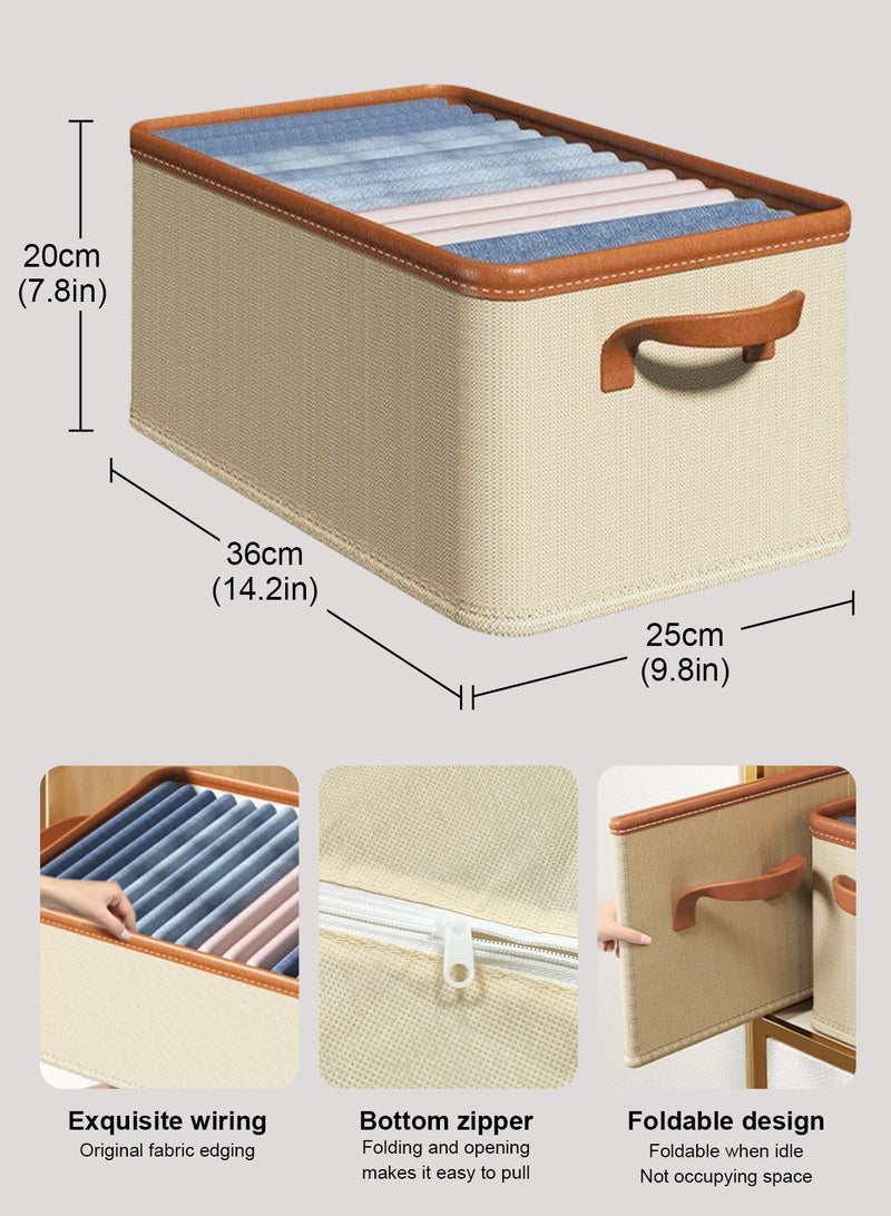 HomarKet 3pcs Wardrobe Clothes Organizer Foldable Closet Storage Organizer for Clothes Jeans Washable Closet Storage Boxes with Carrying Handles Cube Storage Bin for Home Bedroom Office  - Image 4