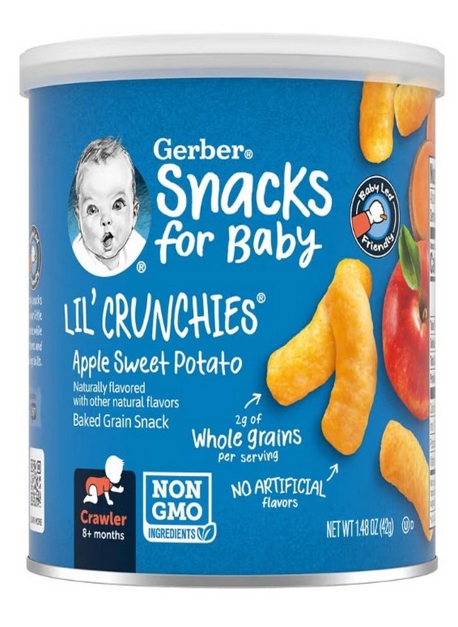 Gerber - Snacks for Baby Lil Crunchies Baked Grain Snack 8 Months Apple Sweet Potato 1.48 oz 42 g - Image 1
