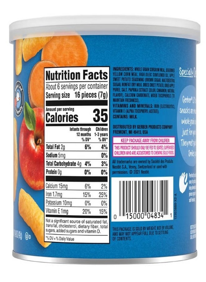 Gerber - Snacks for Baby Lil Crunchies Baked Grain Snack 8 Months Apple Sweet Potato 1.48 oz 42 g - Image 1