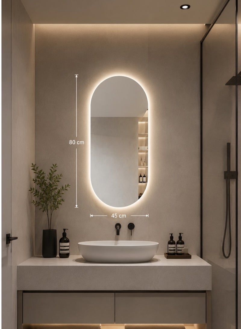 ميرور مرايا حمام مودرن مضيئة ، 80*45 سم ، تعطي مظهر بسيط للمكان التي توضع فيه - Image 2