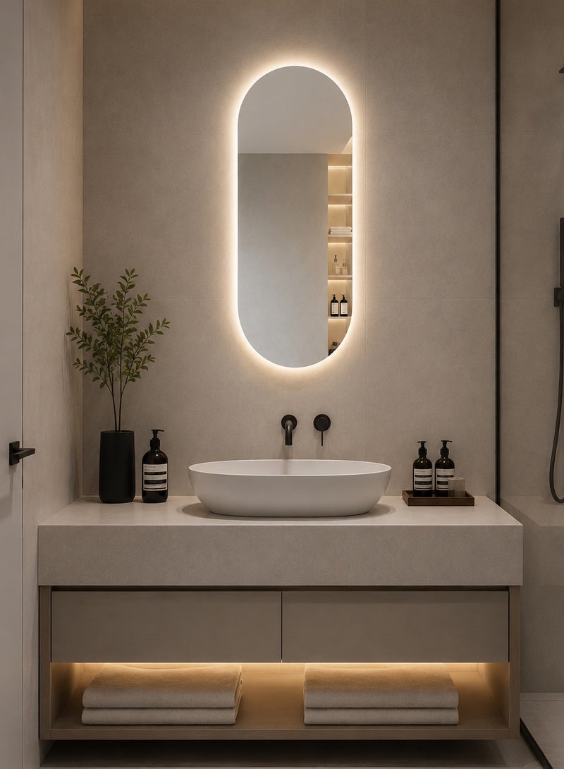 ميرور مرايا حمام مودرن مضيئة ، 80*45 سم ، تعطي مظهر بسيط للمكان التي توضع فيه - Image 1