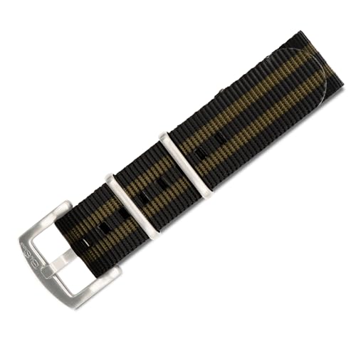 BluShark Original Collection MilitaryStyle Waterproof Watch Strap Fits All Timepiece Brands Durable Nylon Wristwatch Accessories Bond Olive 22mm Brushed Buckle - Image 1