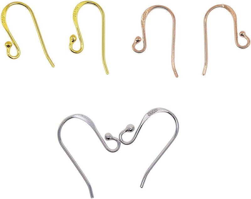 klarako 2pcs Solid 925 Sterling Silver Earring Hooks Earwire with Loop End Fish Ear Wire for Jewelry Making - gold - Image 4