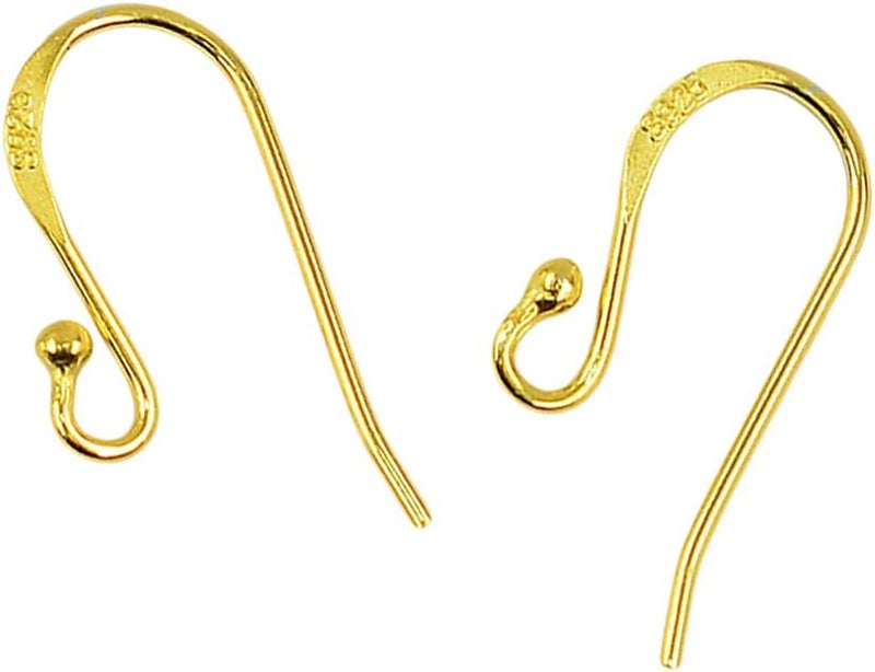 klarako 2pcs Solid 925 Sterling Silver Earring Hooks Earwire with Loop End Fish Ear Wire for Jewelry Making - gold - Image 3