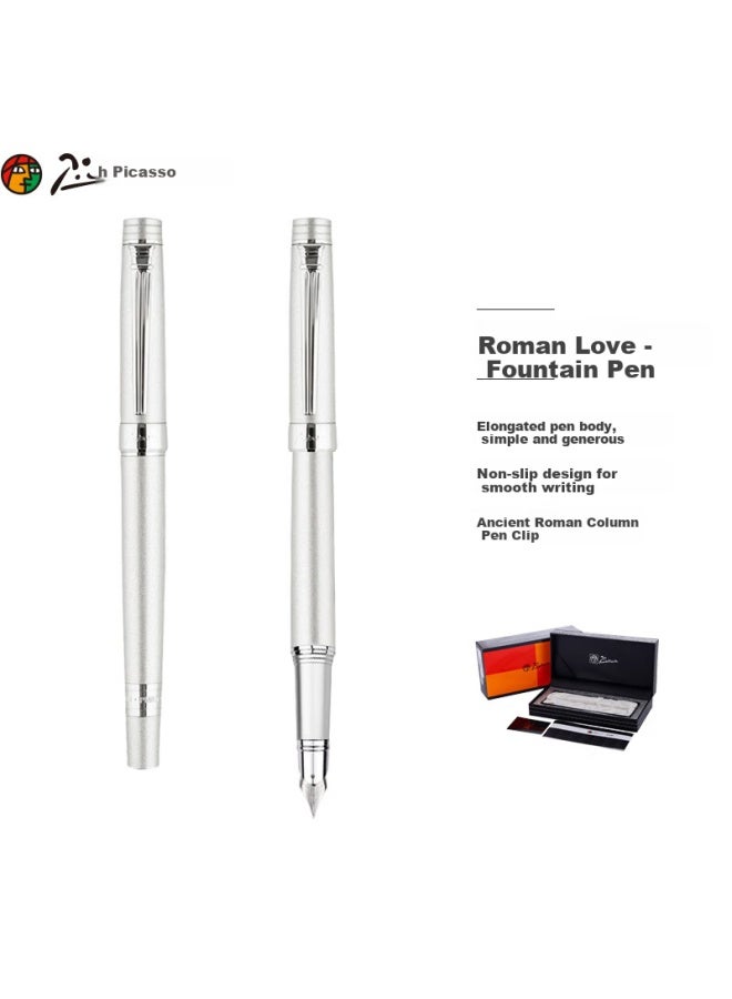 Pimio Luxury Business Fountain Pen - Rome Romance Series 917 Platinum White - Image 1