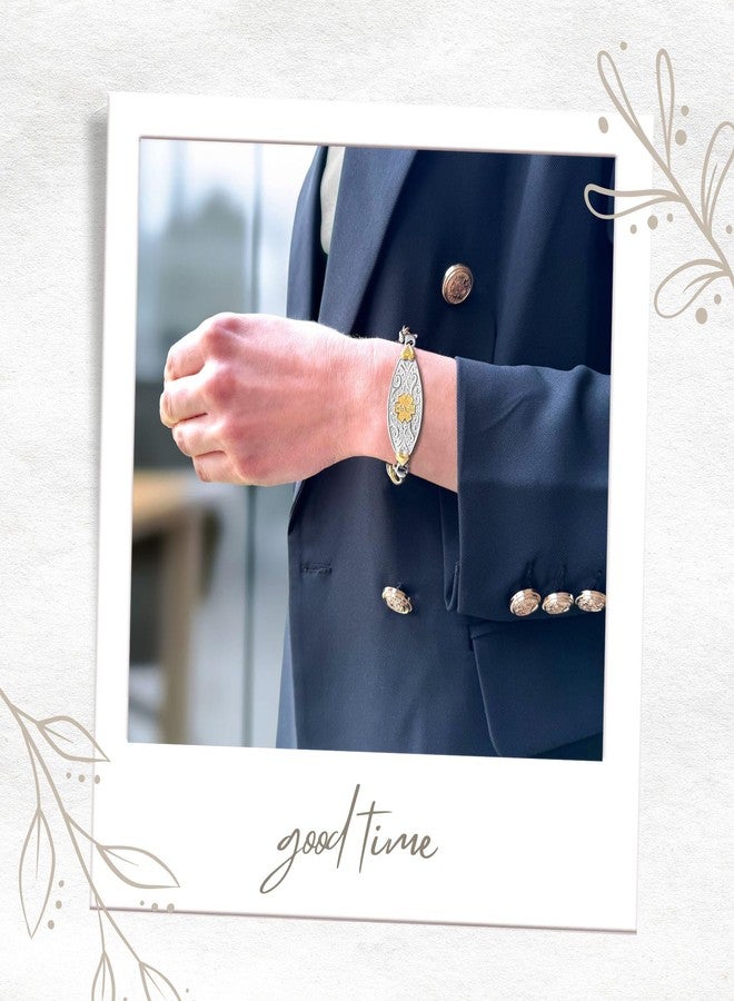 Divoti Custom Engraved Medical Alert Bracelets for Women | 4-Line Personalized Emergency ID | Mesh Chain with Grand Filigree Tag- White / 7.25" - Image 5