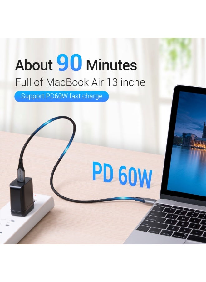 VENTION Cotton Braided USB-C to USB-C 3.1 Cable   Gray Model # TAAHF - Image 3