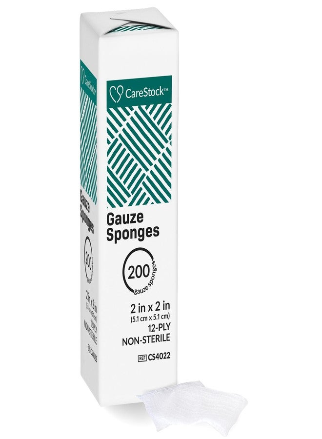 CareStock Gauze Pads 2x2 [200 Count] – 12-Ply Woven Gauze Sponges, Non-Sterile, Soft, Lint-Free, Highly Absorbent Medical Grade Cotton for Wound Care, First Aid & Medical Use - Image 1