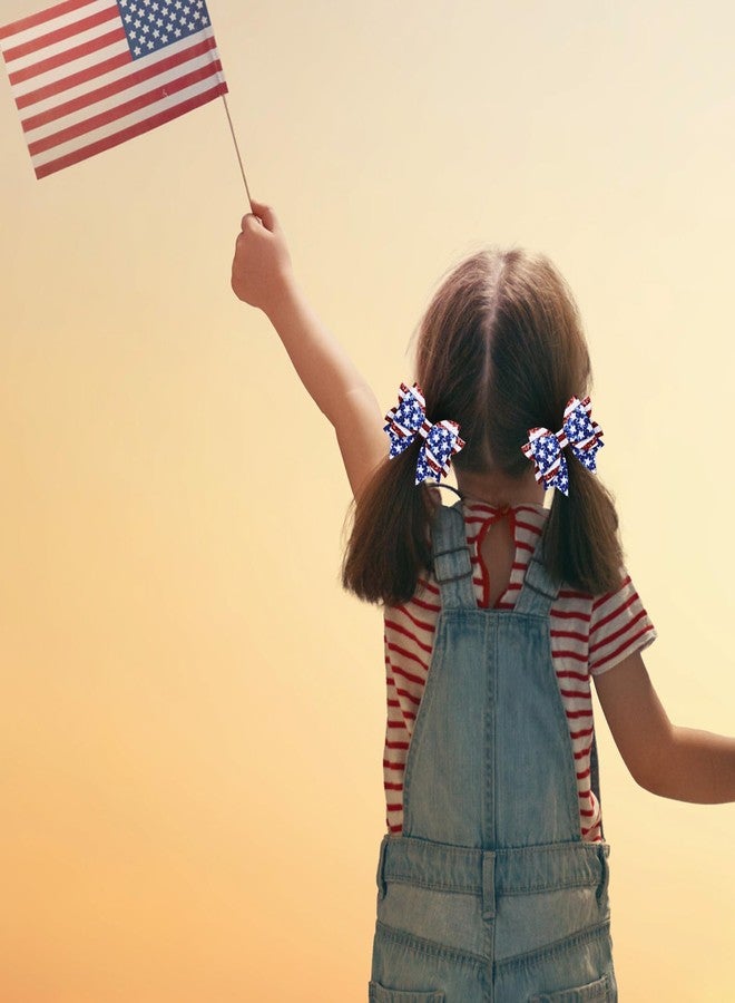 melyde Independence Day Hair Bow Clips 3.5 Inch Sparkly Glitter Patriotic Hairpins Handmade Memorial Day Accessories for Teens Girls, Blue&Red - Image 3