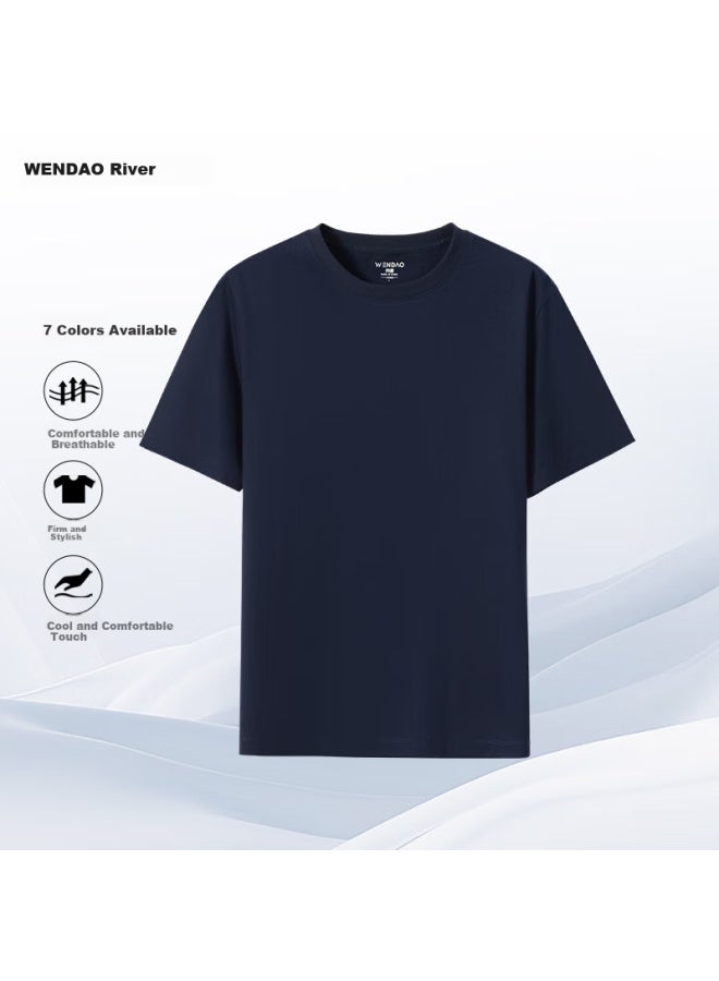 ASK Wendao Pure Cotton Love · 100% Xinjiang Long-staple Cotton Simple Round Neck T-shirt W8105 Royal Blue 2XL - Image 1